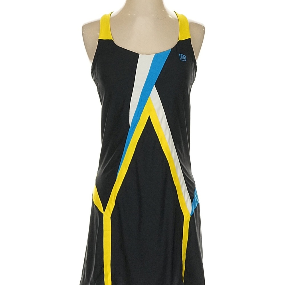 Wilson tennis dress Black Dress with Yellow and Blue Accents